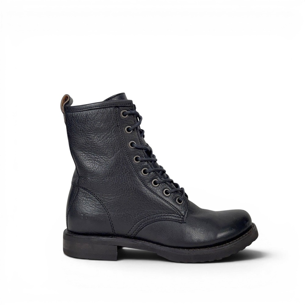 Frye Veronica Combat Boots Womens 6.5 B Black‎ Leather 3476276-BLK